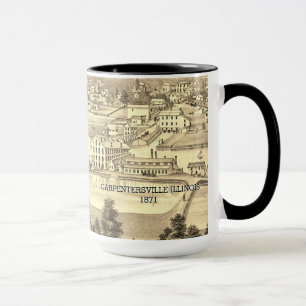 Taza Birds Eye View Carpentersville Illinois 1871 Litho