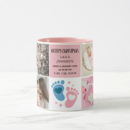 Taza  Birth Announcment Personalize 8 Photo christmas 