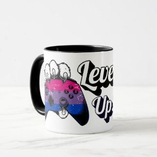 Taza Bisexual Pride Level Up Tiger Paw Controller Mug