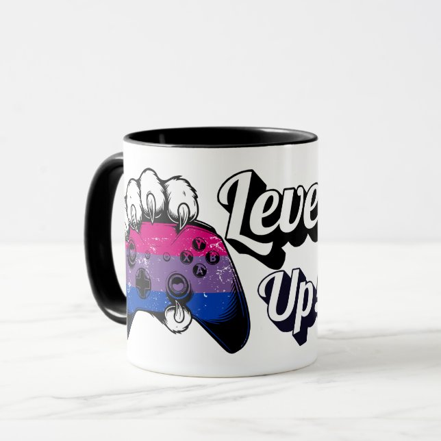 Taza Bisexual Pride Level Up Tiger Paw Controller Mug (Anverso izquierdo)