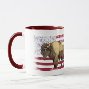 Taza Bison US Búfalo Bandera Americana USA