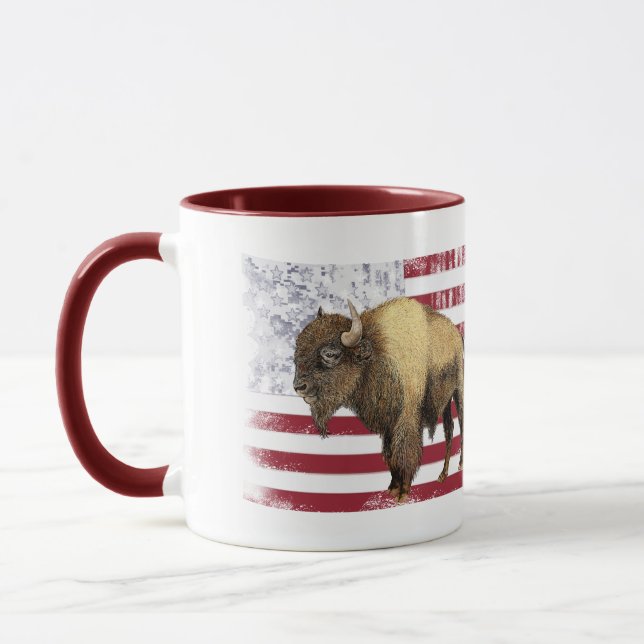 Taza Bison US Búfalo Bandera Americana USA (Izquierda)