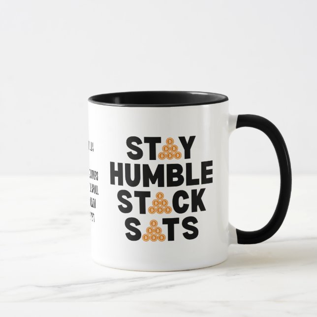Taza Bitcoin STAY HUMBLE STACK SATS Christian Crypto (Derecha)