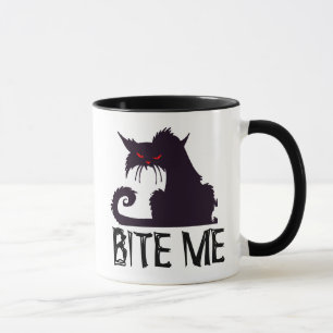 Taza BITE ME, Funny Black Cat Coffee Mugs