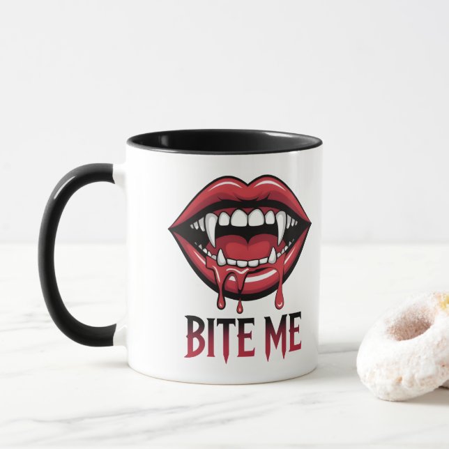 Taza Bite Me Vampire Mouth (Con donut)