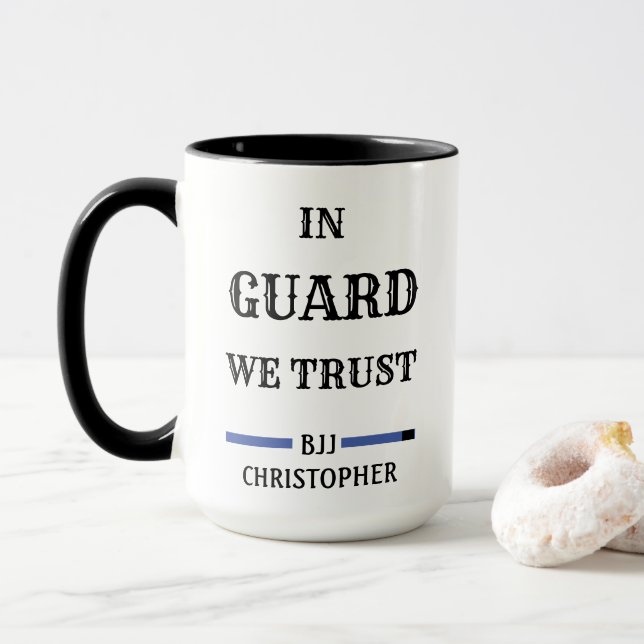 Taza BJJ Brasileño Jiu Jitsu Guard Trust Blue Belt (Con donut)