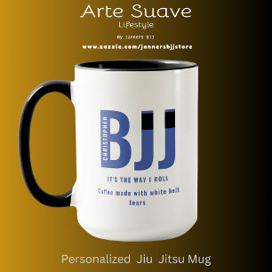 Taza BJJ Way I Roll Añadir tu nombre Jiu Jitsu Blue Bel