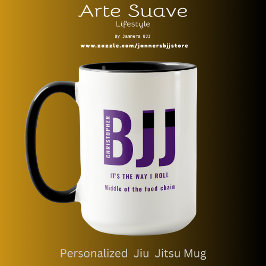 Taza BJJ Way I Roll Añadir tu nombre Jiu Jitsu Purple B