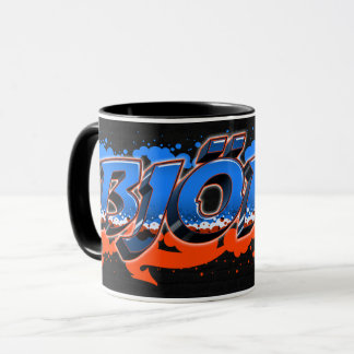 Taza Björn Vorname Name Graffiti blue orange Tasse