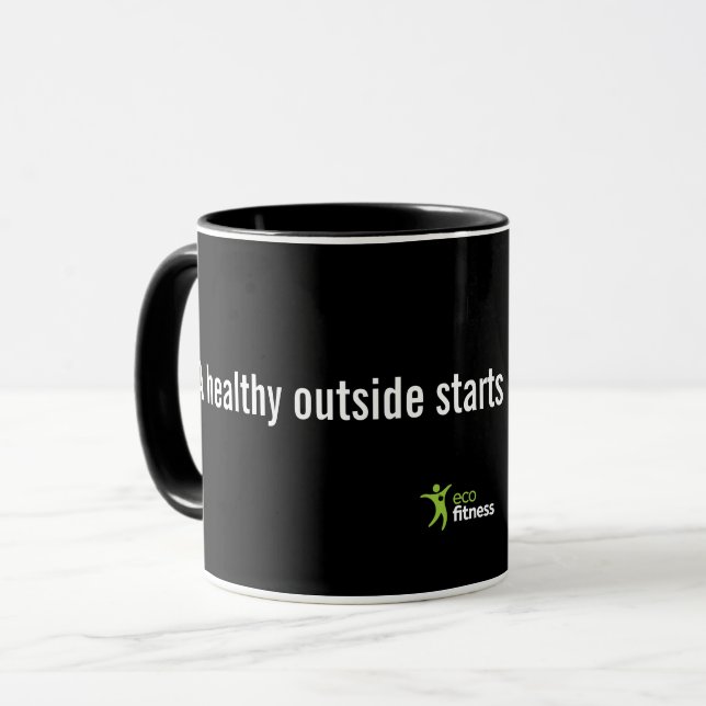 Taza Black 11 oz Mug | Eco Fitness Healthy Inside (Anverso izquierdo)