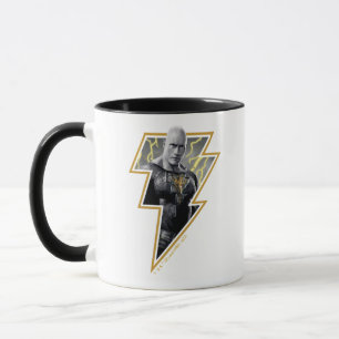Taza Black Adam Gray and Gold Lightning Graphic