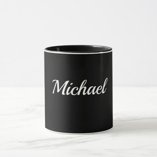 Taza Black-Black Template, White Script, (Centro)