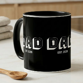 Taza Black Bold Varsity Established Dad