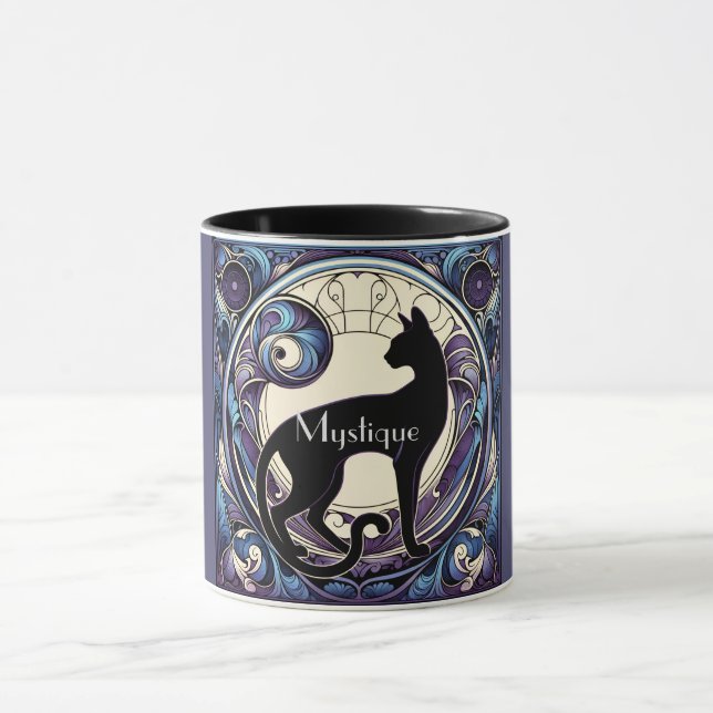 Taza Black Cat Art Nouveau Purple and Blue (Centro)