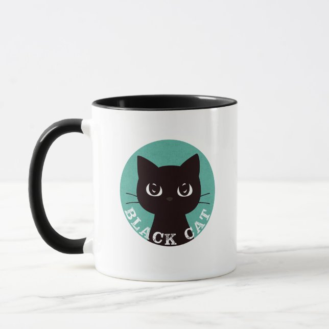 Taza BLACK CAT | Minimalist Modern Pop Black Cat (Izquierda)