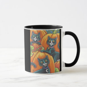 Taza Black Cat Pumpkin Patch Halloween MUG