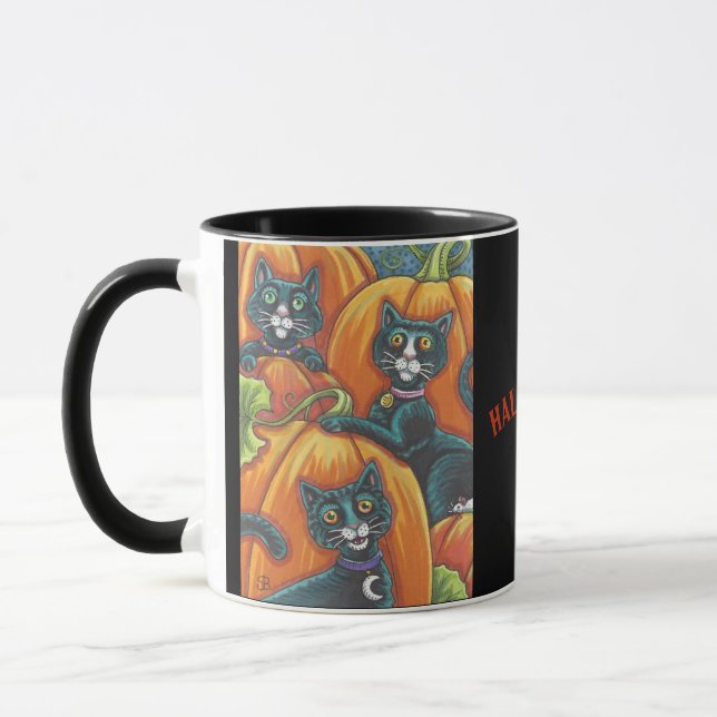 Taza Black Cat Pumpkin Patch Halloween MUG (Izquierda)