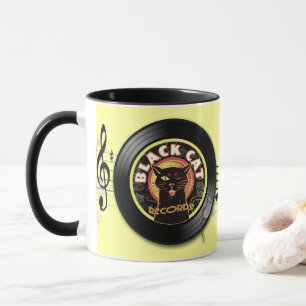 Taza Black Cat Records Retro Jazz Mug - Vinyl Label Cup