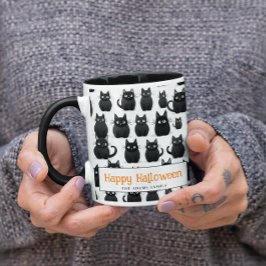 Taza Black Cats Custom Name Happy Halloween