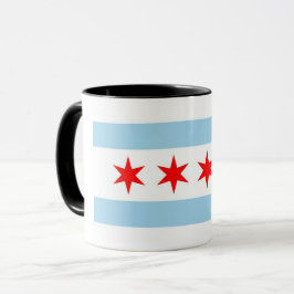 Taza Black Combo Mug con bandera de Chicago, EE.UU.