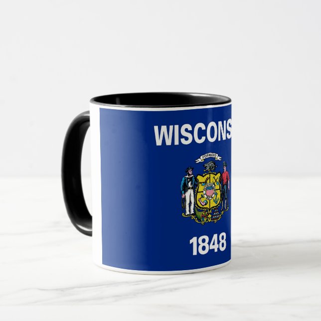 Taza Black Combo Mug con bandera de Wisconsin, EE.UU. (Anverso izquierdo)