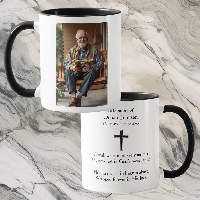 Taza Black Cross and Poem Photo Memorial (Subido por el creador)