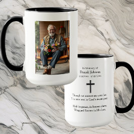Taza Black Cross and Poem Photo Memorial