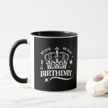 Taza Black Custom Elegant Birthday Crown Typography<br><div class="desc">Make a bold statement on your special day with this striking "My Day, My Way" design! 🎂 Featuring a majestic white royal crown and elegant typography set against a deep black background, this piece offers a sophisticated and modern twist on our classic look. The monochromatic contrast creates a high-end feel...</div>