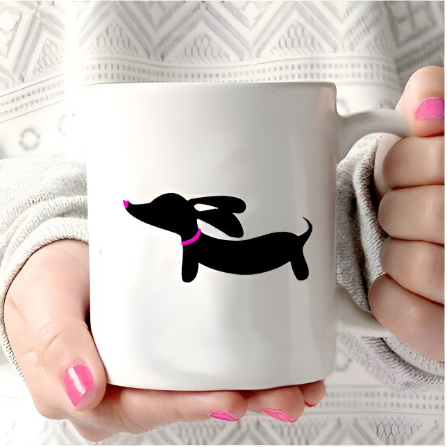 Taza Black Dachshund Wiener Dog Coffee Travel Mug (Subido por el creador)