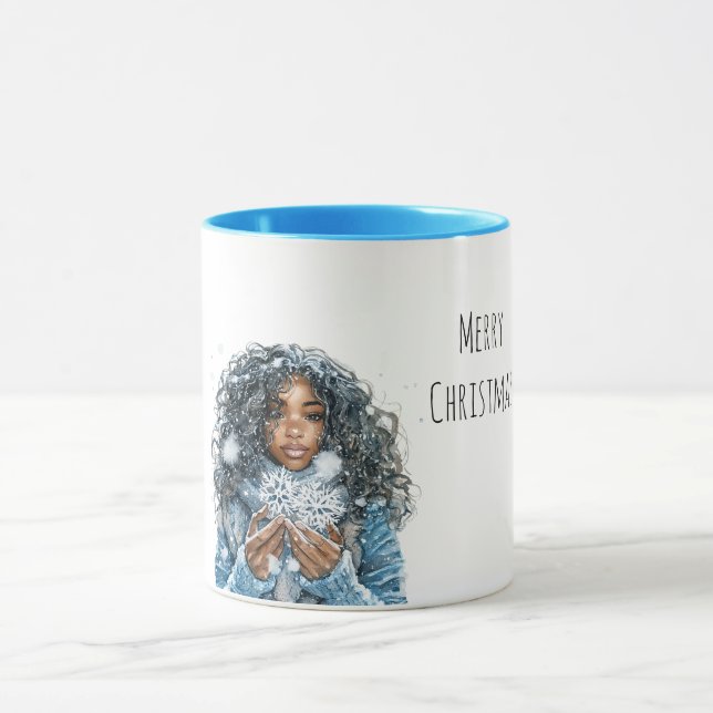 Taza Black Female Snowflake Christmas (Centro)