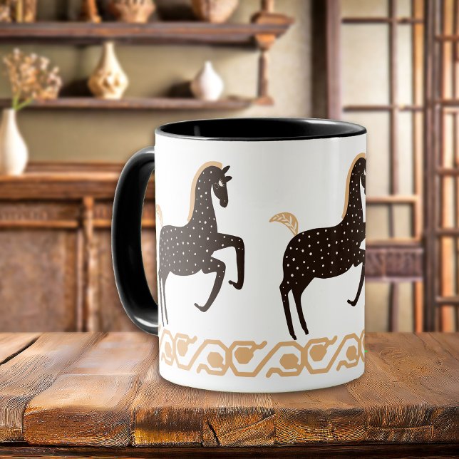 Taza Black Gold Folk Art Spok Horse (Subido por el creador)