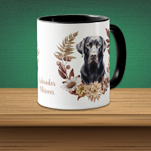 Taza Black Labrador Recuperever Dog Otumn Wreath