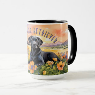 Taza Black Labrador Retriever Sunrise Combo Mug