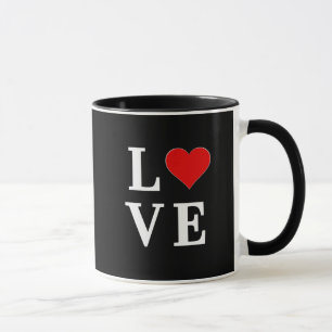 Taza Black LOVE Heart Modern Trendy