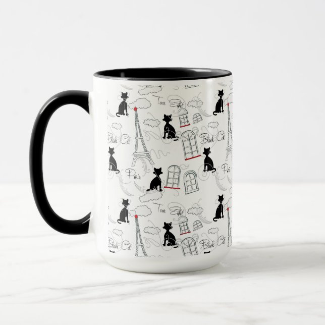 Taza Black On White Paris Cats Coffee Mug (Izquierda)
