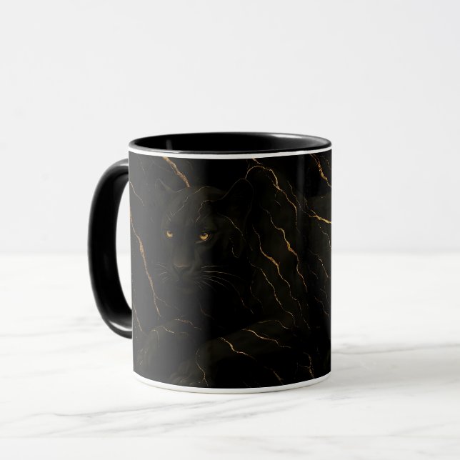 Taza Black Panther Gold Marble Art (Anverso izquierdo)