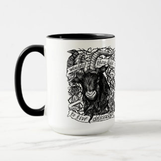 Taza Black Phillip "vive deliciosamente"