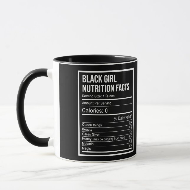 Taza Black Queen Black Girls Nutrition Facts Friends (Izquierda)