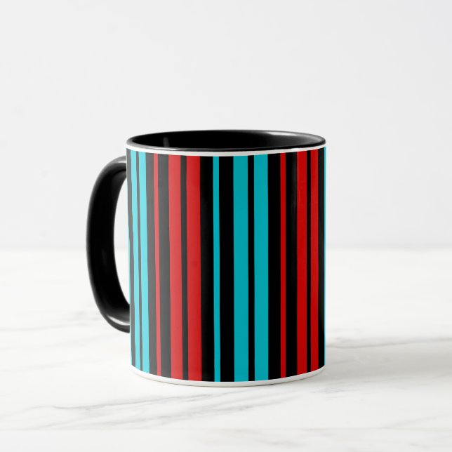 Taza Black Red Blue Stripes Pattern   (Anverso izquierdo)