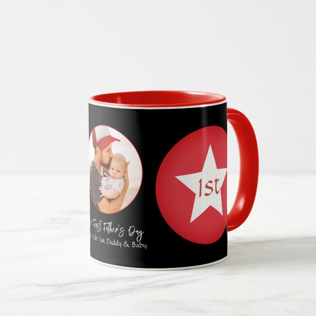 Taza Black Red Moderno Simple Guay Dad First Fathers Da (Anverso derecho)