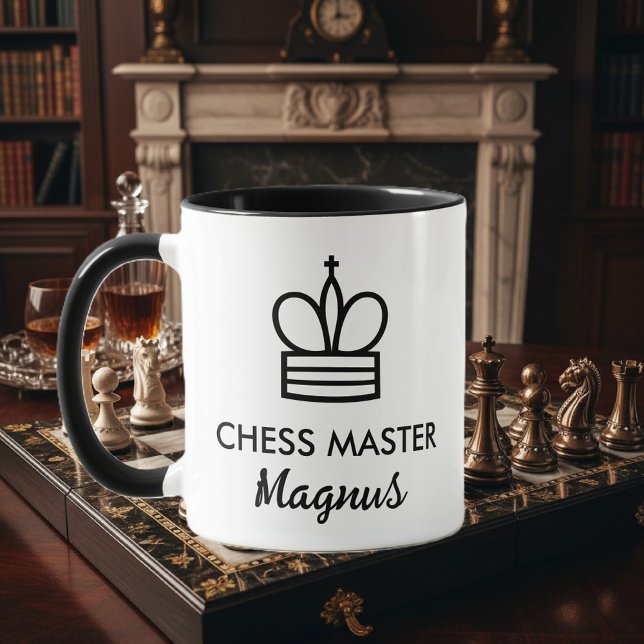 Taza Black & white coffee mug gift for chess player (chess mug)