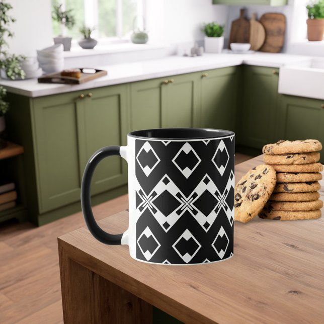 Taza Black & White Diamond Butterfly Pattern (Subido por el creador)