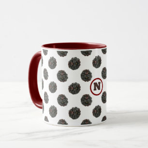 Taza Blackberry. Los puntos de polka. patrón de frutas.