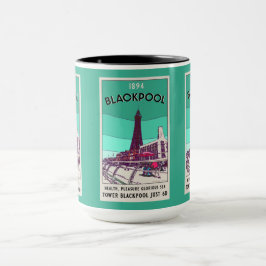 Taza Blackpool Seaside Resort Inglaterra Vintage Art