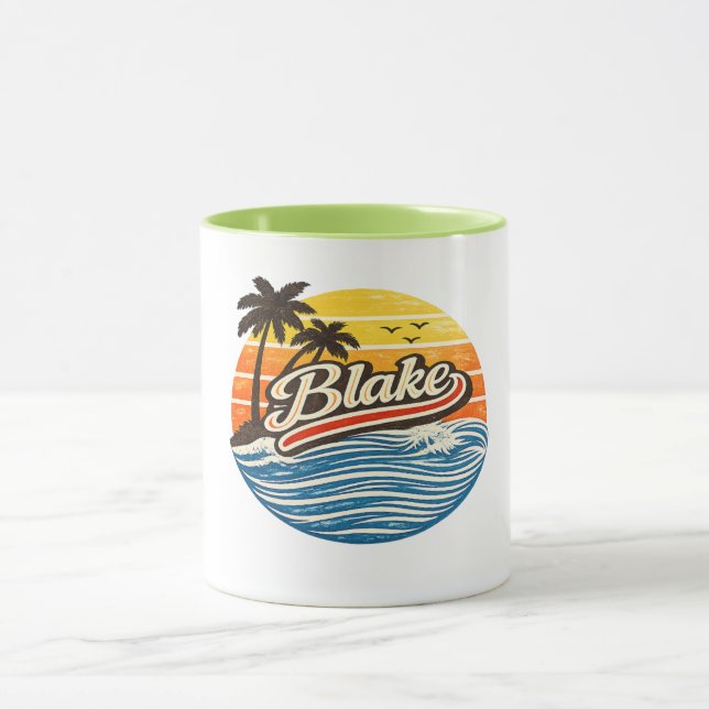 Taza Blake Retro Sunset Name Design (Centro)