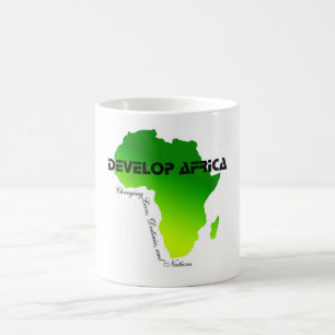 taza blanca clásica con el esquema de África