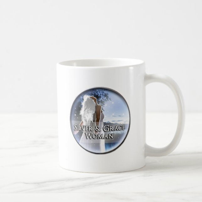 Taza blanca clásica de la plata y de la mujer de (Derecha)