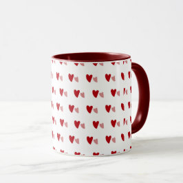 Taza blanca – Corazones ondulados oscuros y claros