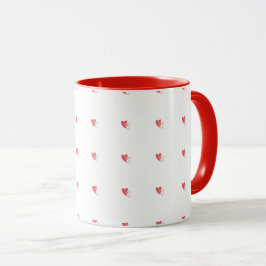 Taza blanca – Corazones rojos pequeños con centros