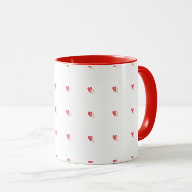 Taza blanca – Corazones rojos pequeños con centros (Anverso derecho)